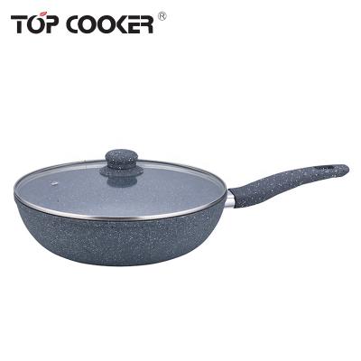 China Durable Forged Korean Aluminum Marble Coating Electric Wok Pan for sale