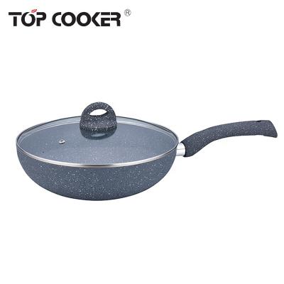 China Durable Pressed Aluminum Marble Coating Electric Wok Pan for sale