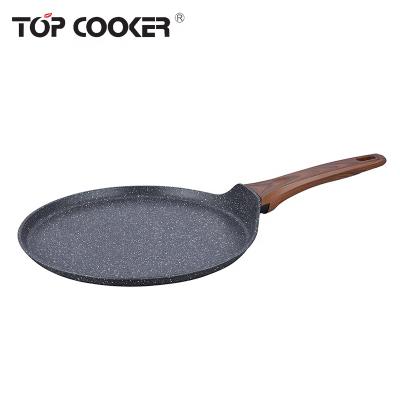 China Durable Aluminum Forged Marble Coating Pancake Pan for sale