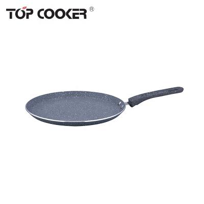 China Sustainable pressed aluminum marble coating indian tawa pan for sale