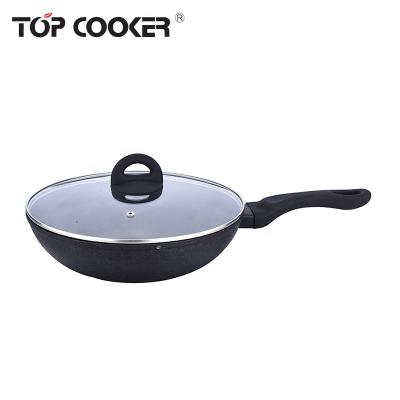 China Durable Forged Aluminum Crystal Non Stick Liner Kitchen Wok Casserole for sale