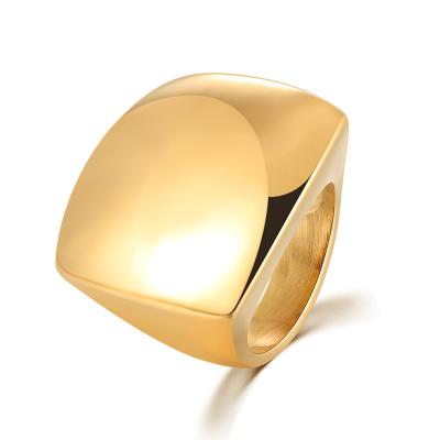 China Wholesale Trendy Hip Hop Jewelry RTS Design Hip Hop Stainless Steel Mirror Polished Simple Gold Ring For Women Jewelry for sale