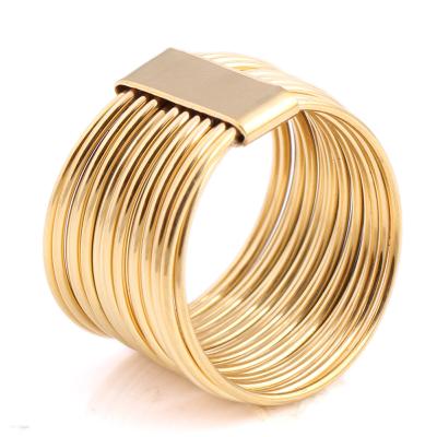 China Wholesale Fashionable Exaggerated Multi Layer Gold Plated Stainless Steel Women Men Hiphop Jewelry RTS Chosen Ring For Hip Hop Jewelry for sale