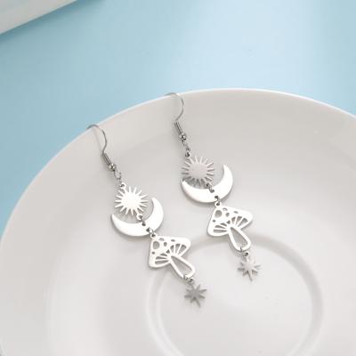 China Wholesale Fashion TRENDY Jewelry RTS Cute Stainless Steel Sun Moon Star Mushroom Stud Earrings For Girls for sale