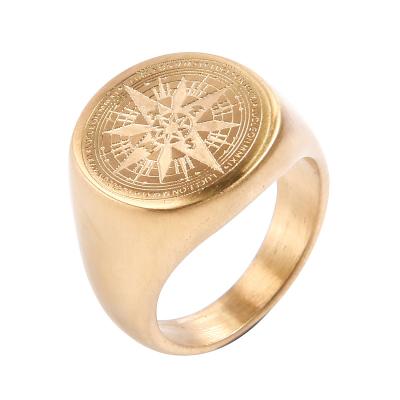 China Chosen Newest Hip Hop TRENDY Colorful Square Compass Ring For Men Jewelry RTS Stainless Steel Seal Jewelry for sale