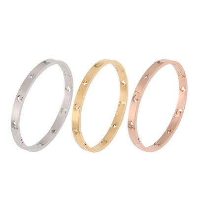 China Newest Fashion TRENDY Titanium Steel Jewelry RTS Elu Star Hollow Moon Bangle For Women Jewelry for sale