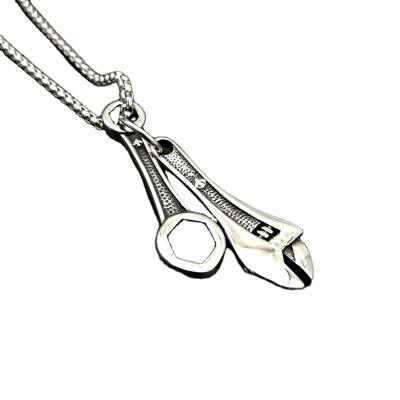 China Hiphop Chosen Jewelry RTS Mens Vintage Stainless Steel Tool Open End Wrench Pendant For Car Accessories for sale