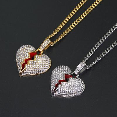 China Hiphop Chosen Small Jewelry RTS Hip Hop PVD Plating Stainless Steel Broken Heart Pendant For Women Men for sale