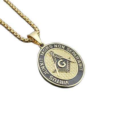 China Elect Latest Hiphop Religious Jewelry RTS Stainless Steel AG Religion Logo Masonic Pendant For Men Jewelry for sale