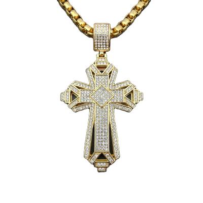 China Hiphop Elu Jewelry RTS Iced Out Titanium Steel Gold Plated Big Cross Pendant For Women Luxury Jewelry for sale