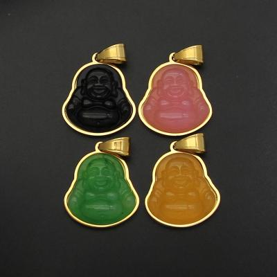 China Hiphop Chosen Jewelry RTS 18K Ciondoli Budda Stainless Steel Wholesale Gold Plated Laughing Pendant for sale