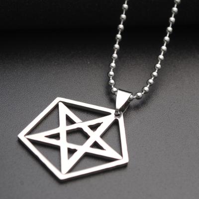 China Vintage New Elu Jewelry RTS Design Cavity Hexagram Stainless Steel Silver Star Necklace For Women Men Jewelry for sale