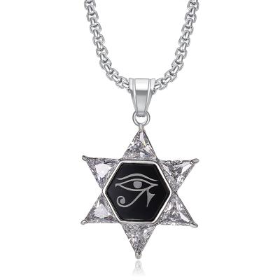 China Hiphop Elu Jewelry RTS High Quality 316L Stainless Steel Insert Iced Out 3A Zircon Eye Of Horus Pendant For Men Jewelry for sale