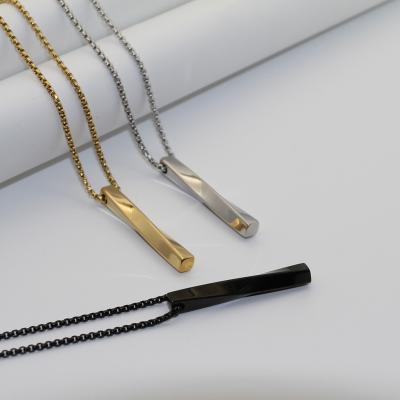 China Hot Selling Hiphop Elu Twisted Jewelry RTS Bling Shape Black Stainless Steel Bar Necklace For Wholesale for sale