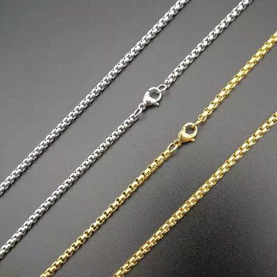 China Wholesale Hiphop Chosen Jewelry RTS Stainless Steel 18K Gold Plated 3mm 4mm Box Chain Necklace For Women Men for sale