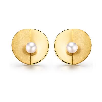 China Fashionable Wholesale Creative Elu 925 Sterling Silver Gold Jewelry RTS Single Freshwater Pearl Stud Earrings For Women Jewelry for sale