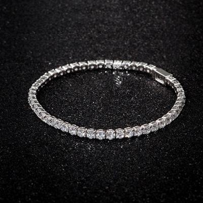 China Hiphop Elu Jewelry RTS Luxury Pave Iced Out Cubic Zirconia Tennis 925 Sterling Silver Women Bracelet With Jewelry for sale