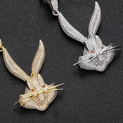 China Punk Brass Diamond Micro Cubic Rabbit Zircon Insert Hip Hop Jewelry RTS Hip Hop Jewelry Chosen Pendant Necklace For Girl Gift Jewelry for sale