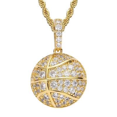 China Hiphop Chosen Jewelry RTS Fashion Trendy Micro Pave Iced Out CZ Basketball Necklace For Sports Men Jewelry for sale