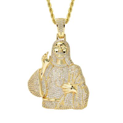 China Zircon Jesus Necklace For Men Jewelry Gold Plated Jewelry RTS Hip Hop Christian Iced Out Full Crystal by Hiphop Chosen for sale