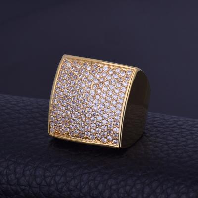 China Hot Selling Iced Out Hiphop Chosen RTS Hip Hop Jewelry Pave Micro CZ Square Stone Seal Rings For Women Men for sale