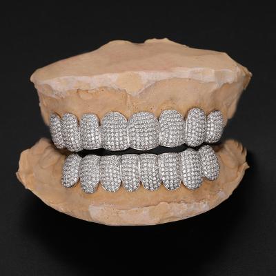 China Individual custom hot selling moissanite glazed bling teeth lower upper and 8 of 8 jewelry RTS Hiphop Chosen hop hip grillz teeth grills for sale