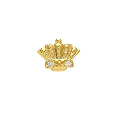 China Hiphop Chosen RTS Hip Hop Jewelry Top Grillz Pave CZ Gold Plated Crown Shape Single Teeth Grillz For Gift for sale