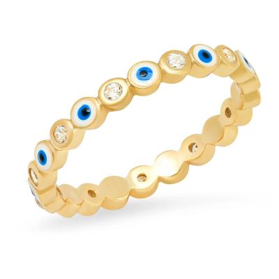 China Wholesale Trendy 4 Color Trendy Elu Jewelry RTS Zinc Alloy Gold Plated New To Enamel All Evil Eyes Ring For Women Jewelry for sale