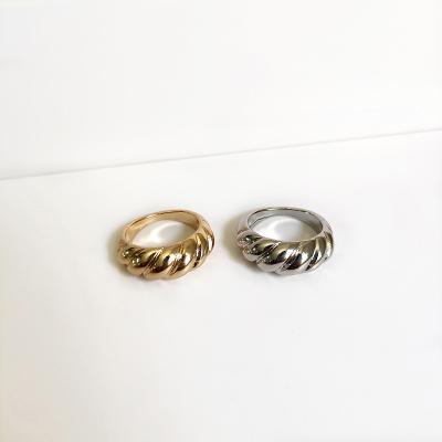 China FASHIONABLE Wholesale Style PVD Plating Plating Jewelry RTS Elu Jewelry RTS Zinc Alloy Gold Plated Twisted Rings For Men Women Jewelry for sale