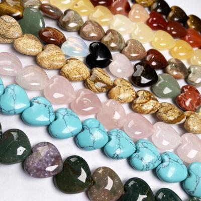 China Wholesale Nature Crystal Agate Stone Heart Beads Jewelry Chosen Colorful Fashion Jewelry RTS Newest For Bracelet Necklace Accessories for sale