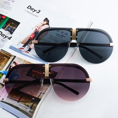 China 2022 Fashion Big Frame Rimless Rimless Sunglasses For Women Men Oversized Sun Glasses Sun Glasses Wholesale for sale