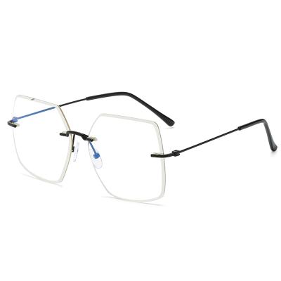 China Tide Oversized Square Glasses MM95738 Anti Eye Protection Fashion Optical Glasses Tech Blue Frameless Metal Frame for sale