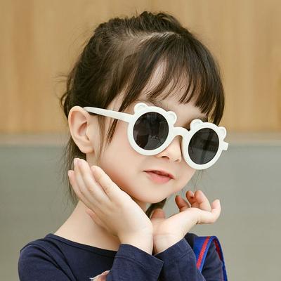 China Fashion Sunglasses 2022 Cute Girls Sun Glasses UV400 New Children Sun Glasses Lovely Bear Eyewear Elastic Kids Wholesale for sale