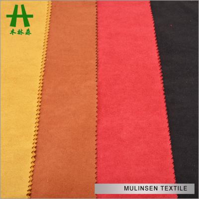 China Mulinsen Textile Straight Stretch Custom 100% Polyester Needle Suede Fabric P/D Color For Garment for sale