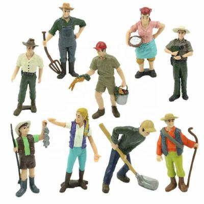 China Durable 9Pcs/lot Scale Pilot Farm Miniature Figures Architectural Model Human Character For Model Scene for sale