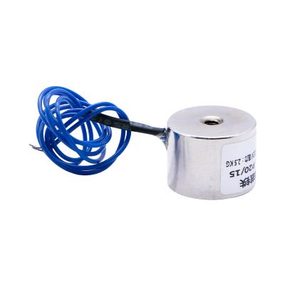 China Small Industrial Magnet 12V 24V DC Round Magnet Industrial Electric Holding Lifting Electromagnet for sale