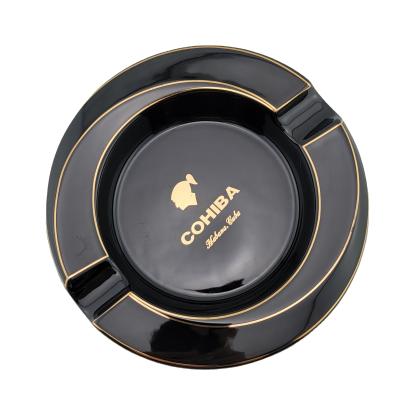 China Custom Morden Logo Printed Hotel Porcelain Round Ceramic Cigar Ashtray For Office And Home for sale