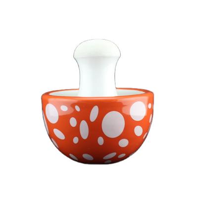 China Sustainable Cute Mushroom Morden Ceramic Mortar and Pestle for sale