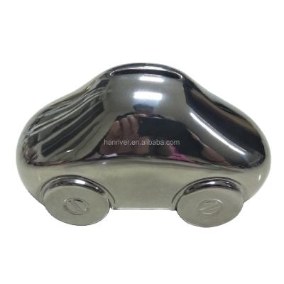 China Cute Customize Silver Ceramic Car Coin Bank For Money Saving for sale