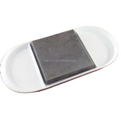 China New Products Stocked Popular Lava Rock Grill And Lava Steak Cooking Stone Restaurant Cooking Steak Set Cookware for sale