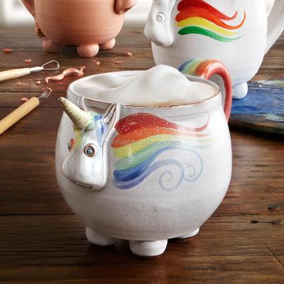 China Viable Rainbow Unicorn Ceramic Coffee Mug Cup for sale