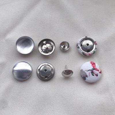 China Cloth Covered Button Logo For Baseball Cap Custom Washable Round Silver Top Rivet Snap Leg Baseball Cap for sale