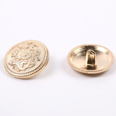 China Retro Round Shape Dry Cleaning Hand Sew Coat Jacket Metal Gold Zinc Alloy Leg Button for sale