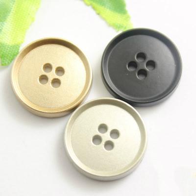 China New Design Decorative Dry Cleaning Around Sewing 20 Mm Alloy Metal Button 4 Black Hole for sale