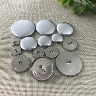 China Promotional Wholesale Dry Cleaning Aluminum Covered Buttons Flat Back Self Decoration Furniture Garment Cloth Covered Button for sale