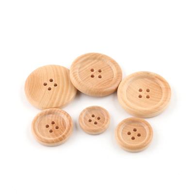 China Custom Engraved Wooden Dry Cleaning 4 Holes Shirt Fashion Wooden Button For Clothes for sale