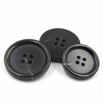 China Dry clean/washable; Viable; Quality Assured 4 Hole Natural Custom Black Horn Buttons For Jacket for sale