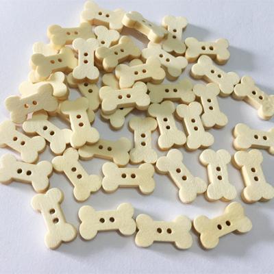 China Baby Cute Unfinished Natural Bone Craft Baby Dry Cleaning 2 Holes Cartoon DIY Wooden Button for sale