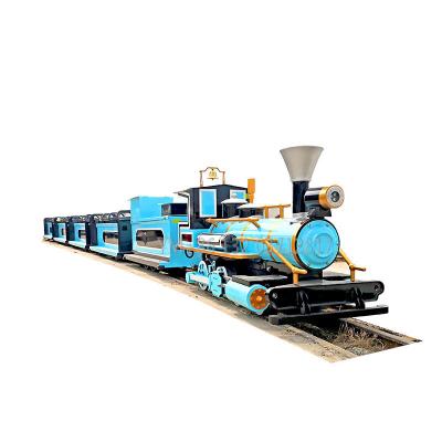 China Factory price San steam track train amusement park wooden ride chuan equipment wooden locomotive for sale for sale