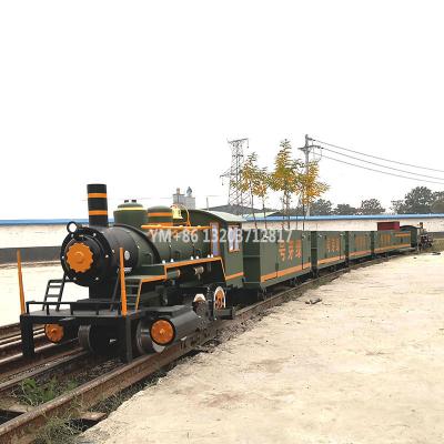 China Professional outdoor tourist classic train track train diesel engine train diesel engine San chuan large retro smoking factory for sale